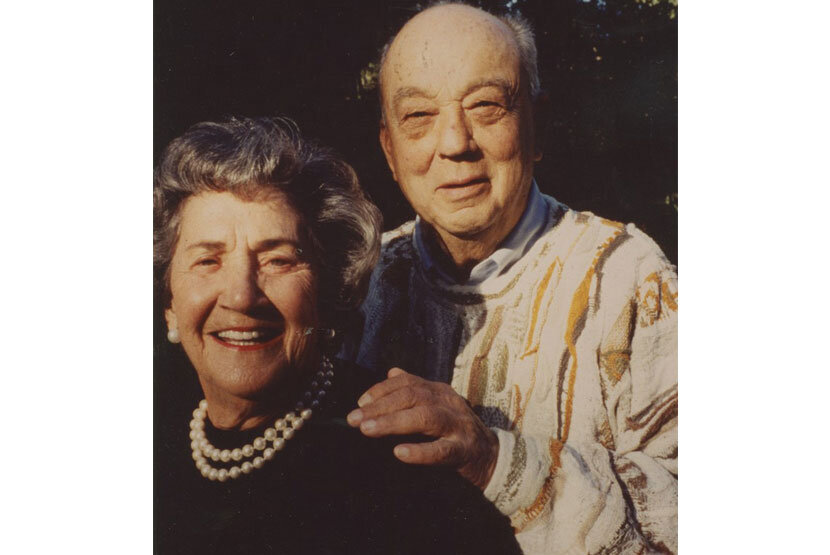Harold Alfond L.H.D. ’80 and his wife Dorothy “Bibby” Levine Alfond ’38, photographed at the dedication of the Harold Alfond Athletic Center in 1994.