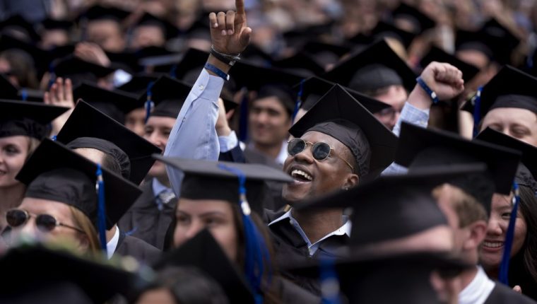 Students at commencement ceremony