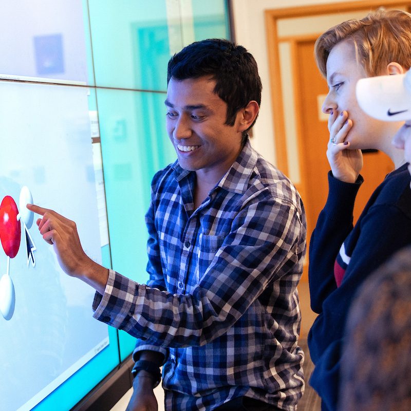 Student touching screen