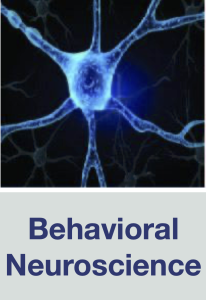 Graphic of a neuron with text below saying ‘Behavioral Neuroscience’