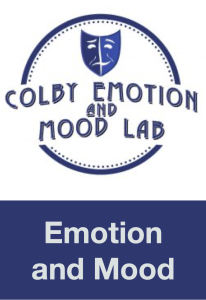 A graphic in blue saying, 'Colby Emotion and Mood Lab'